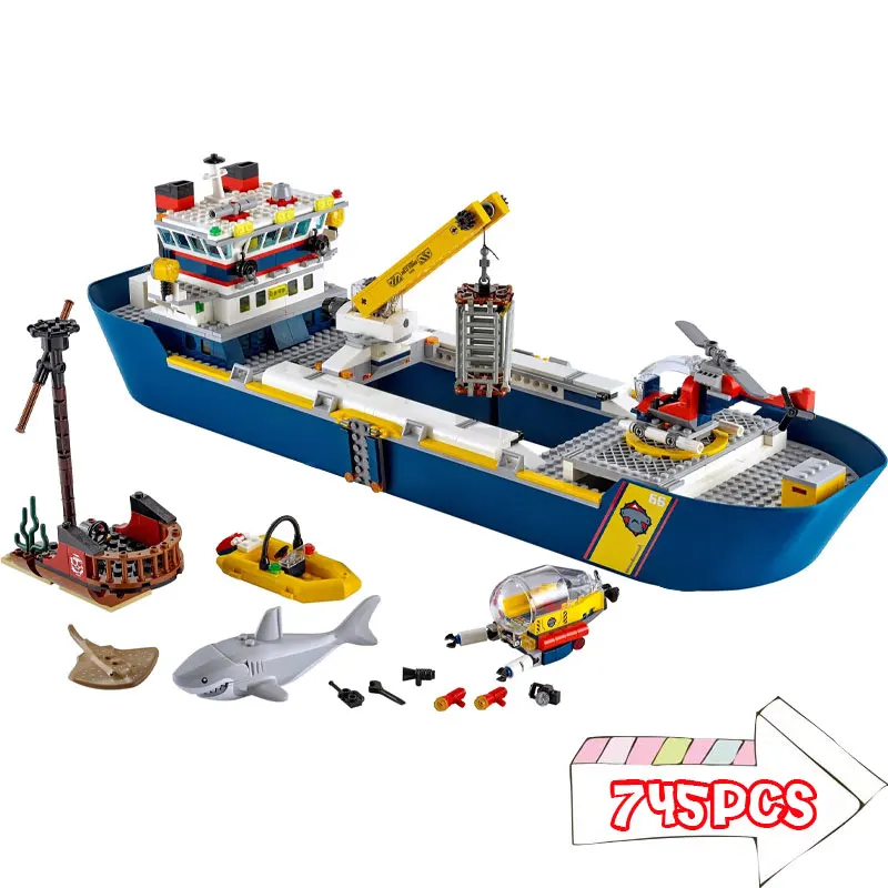 

745Pcs Sea Cruise Explore Steamer Boat Ship Building Blocks Toys Model DIY Bricks Birthday Gifts for Children Friend 60266 Same