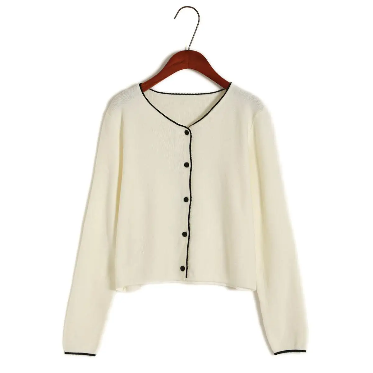 

V-neck Knitted Cardigan Coat Women Sweater Women Top Long Sleeve Simple Elegent Outfit Sweater Coat Solid Color Winter Topwear