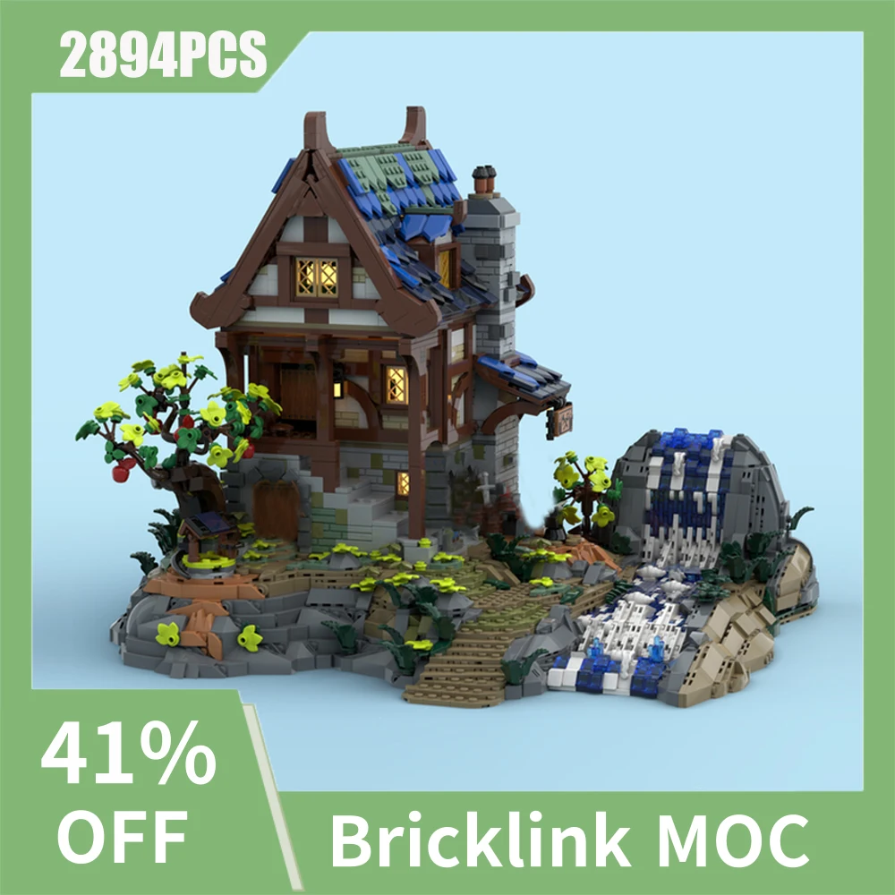 2894 шт. модульная модель ковальника в европейском средневековом стиле с видом на