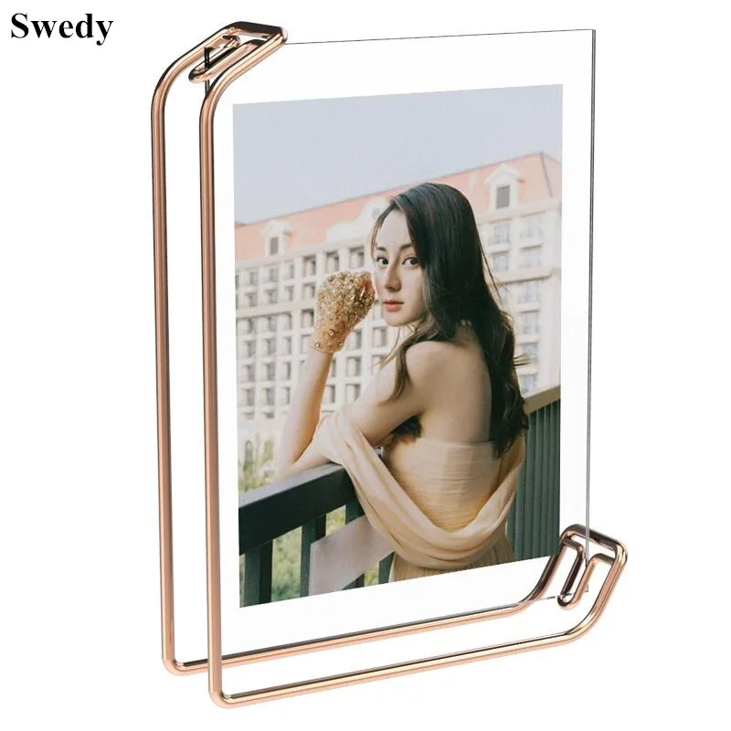 A4 Double Side Metal Picture Photo Frames Table Acrylic Sign Holder Display Stand Pressed Flower Frames