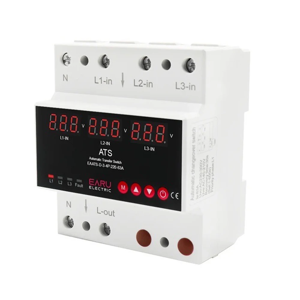 63A/100A 3-фазный 4-проводной регулируемый защитный прибор от пониженного напряжения