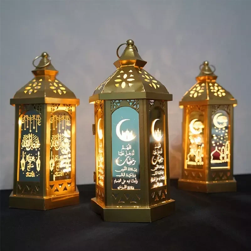 

28CM Ramadan lamp Eid Eid Iron Wind Lamp Crafts Arabian Lantern Home Bedroom Living Room Atmosphere Decorative Lamp Ornaments