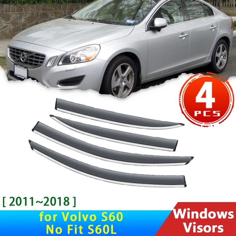 

Дефлекторы для Volvo S60 2 II 2011 ~ 2018 2012 2014 Аксессуары Автомобильные оконные козырьки защита от дождя и бровей солнцезащитный козырек дым ветровое стекло