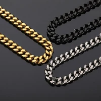 2022 new trendy cuban chain men necklace classic stainless steel 12mm width chain accessories for men women jewelry gift