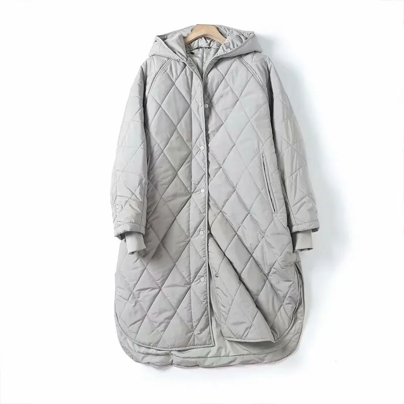 Winter Womens Coat Long Hooded Long-sleeved Single-breasted Loose Warm Fashion Cotton-padded Jacket Women