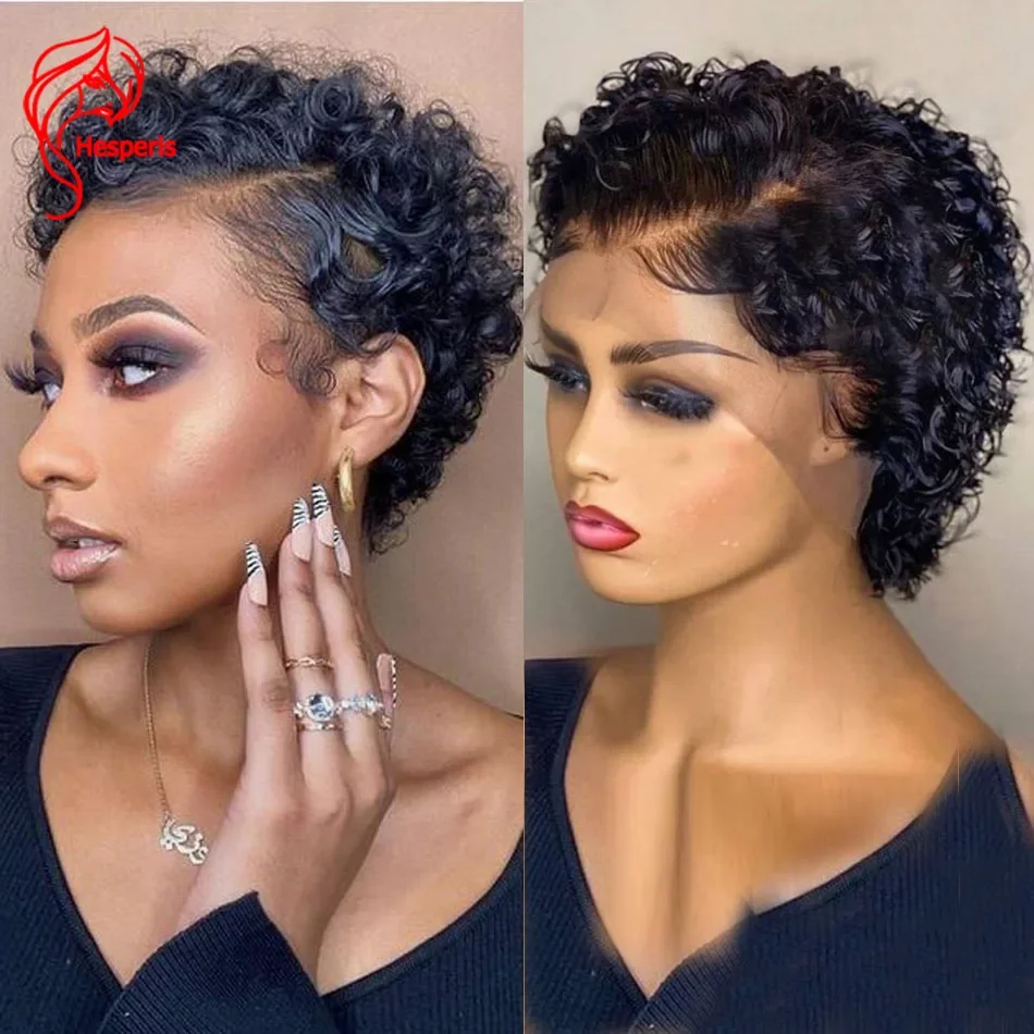 Hesperis Pixie Cut Lace Front Wig Бразильский Remy 13x6 Deep Part Curly Human Hair Парики Предварительно