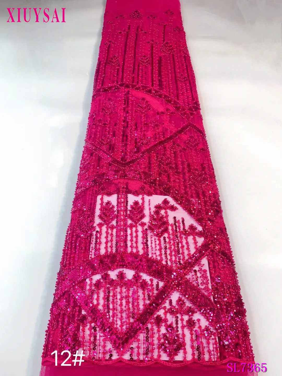 

Розово-красные нигерийские бусины ручной работы кружевная ткань 2023 высококачественные блестки вышивка бисером африканская французская кружевная ткань для платья