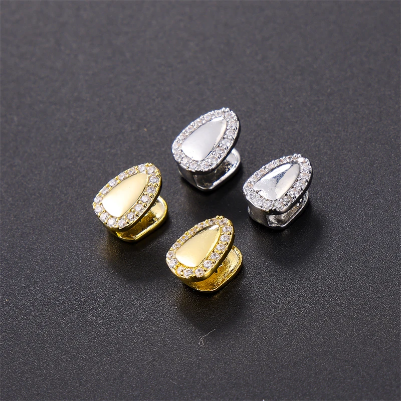 D&ampZ хип-хоп 2 шт. Iced Out кубический циркон зубы Grillz колпачки Micro Pave верх и нижние