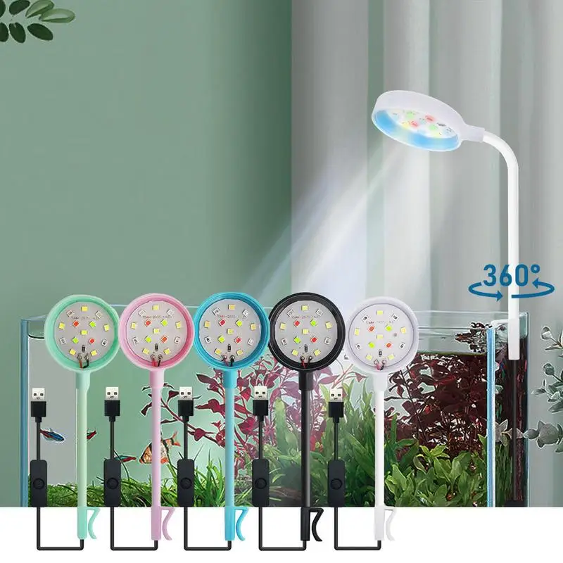 

Fish Tank Clip Light Rotation Lamp For Fish Tank Lighting Colorful Bendable Universal Hose Clamp Light With Adjustable Angle