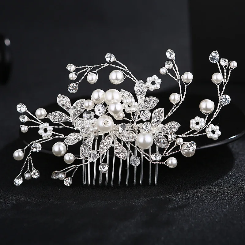 

2PCS Shinning Silvery Rhinestones Haircombs Hair Accessories for Women Bridal Hair Comb Wedding Jewelry Accessories