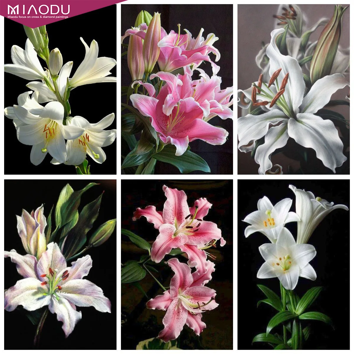 

Lily Diamond Painting Flowers Diamond Embroidery Cross Stitch Kits Rhinestone Wall Mosaic Full Drill Landscape Home Decoration