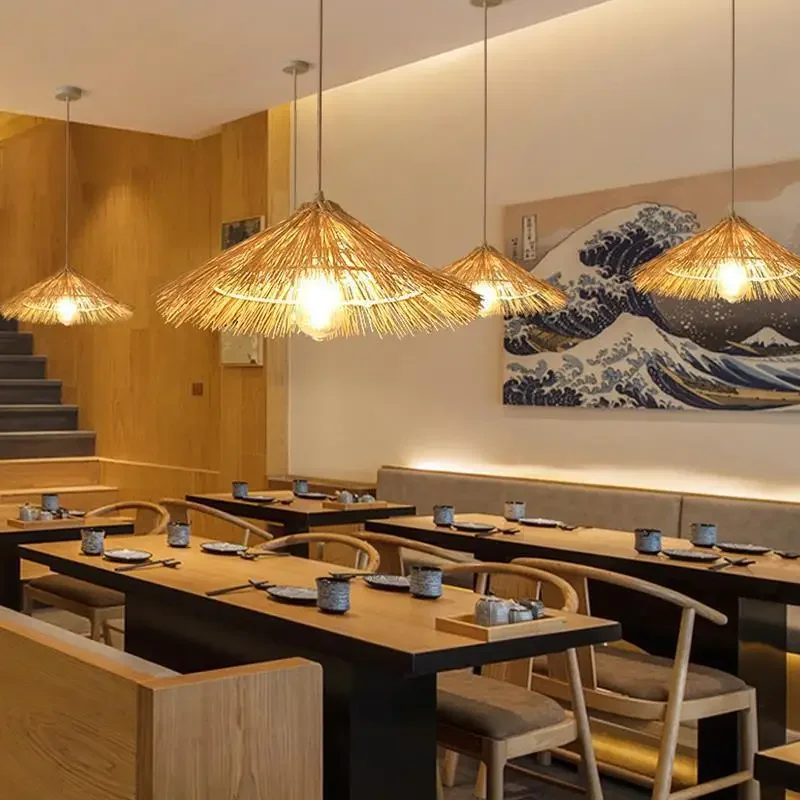 Японская соломенная шляпа из ротанга люстра ваби песчаный ветер кровать и для