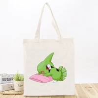 pokemon shoulder canvas tote bag for women soft environmental storage reusable girls large shopper bag casual satchel ladies