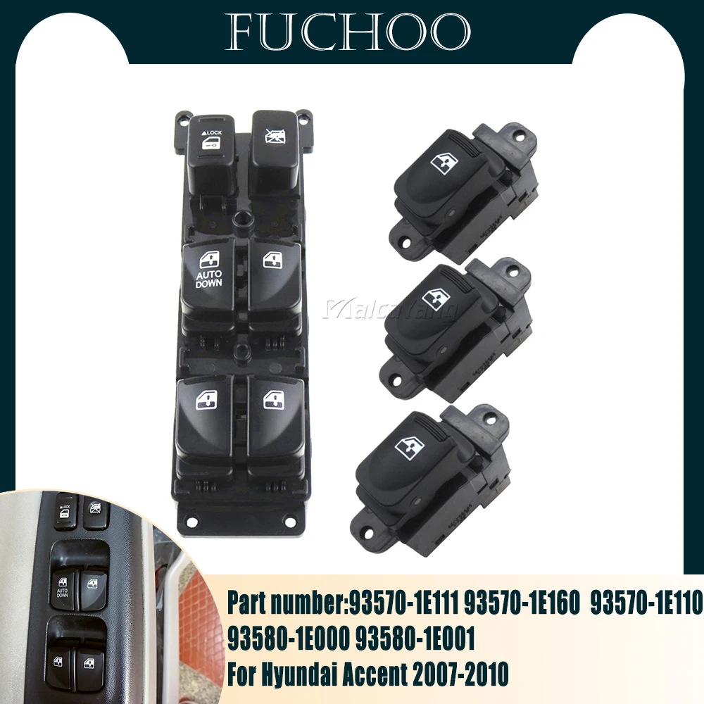 

4X for Hyundai Accent 2007-2010 93570-1E110 Car Accessories Electric Power Window Switch Master Control Button Universal