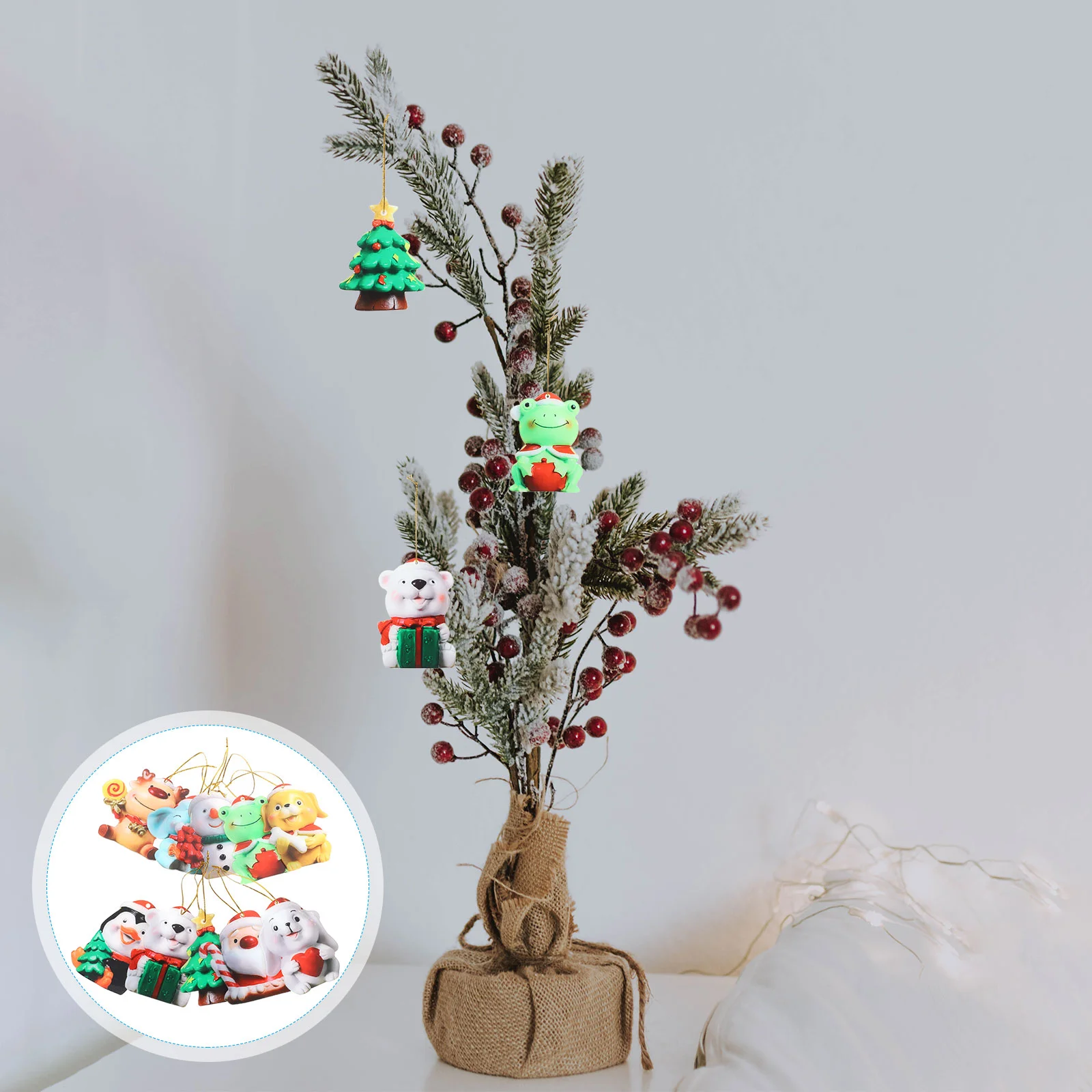 

10pcs Christmas Tree Cartoon Hanging Decoration Xmas Themed Hanging Ornament Party Favor