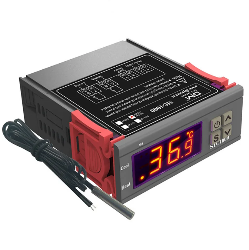 

STC-1000 регулятор температуры 12/24/ 220 В, двойной цифровой регулятор температуры с двумя релейными выходами, терморегулятор, нагрев, охлаждение