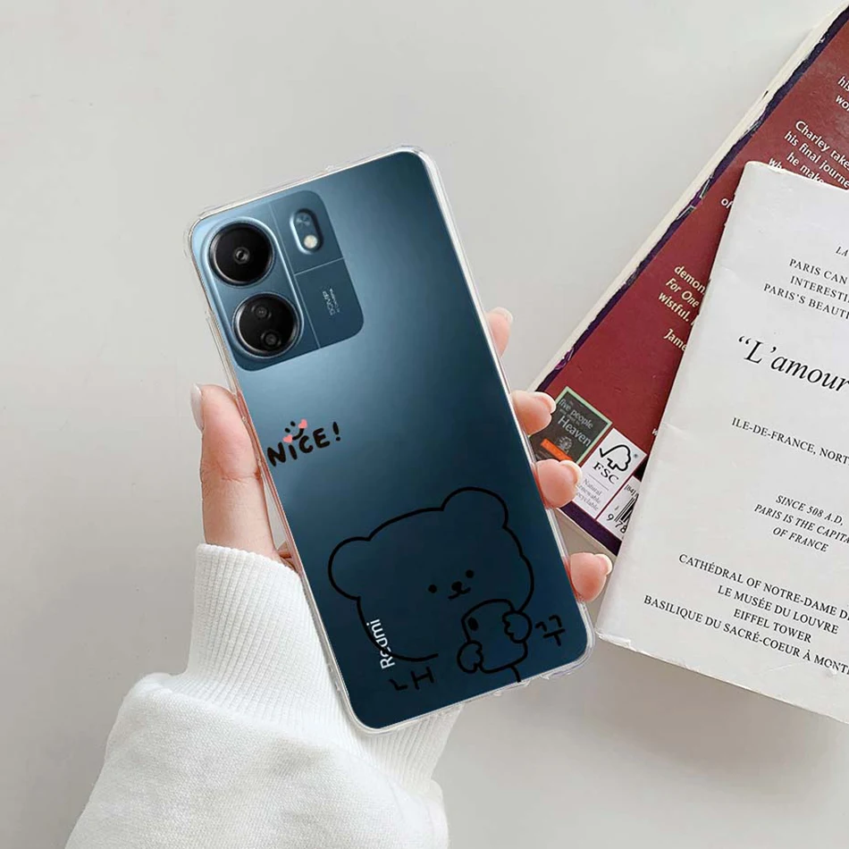 Чехол для Xiaomi POCO C65 прозрачный силиконовый мягкий ТПУ чехол телефона задняя