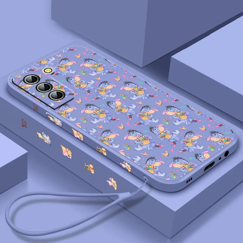 

Winnie The Pooh Cute For Samsung Galaxy S23 S22 S21 S20 S10 S9 Ultra Plus Pro FE Liquid Left Rope Silicone Phone Case Coque Capa
