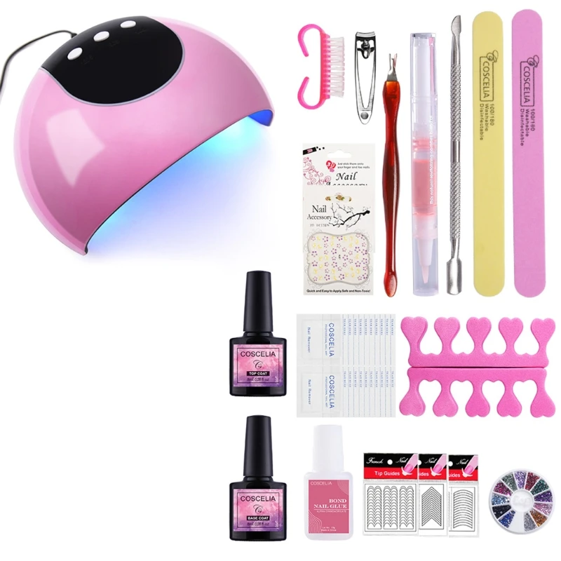 

Gel Nail Polish Kit with UV Light 24W Nail Lamp Top Base Coat Long Lasting Manicure Professional Nails Art Tools for Salon K3NE