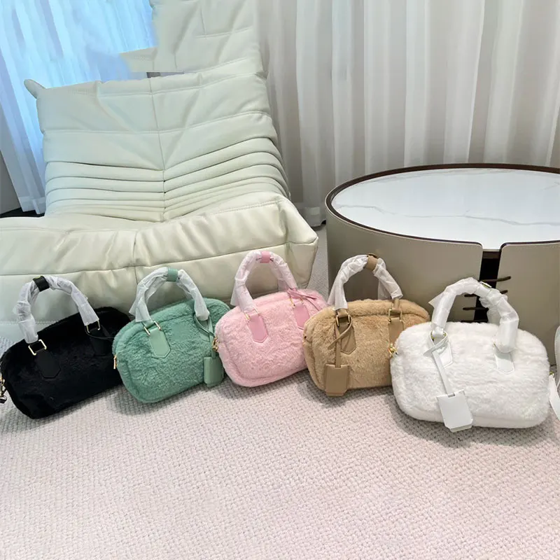 

Winter New High Quality Ladies Handbag Cute Hundred Shaggy Zipper Bag Brand Designer Boston Bag Crossbody Shoulder Bags