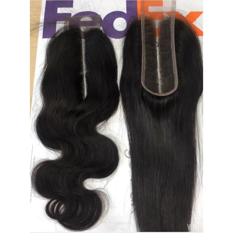 Бразильские прямые 2x6 кружевные застежки Remy человеческие волосы глубокая часть HD