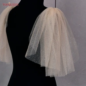 TOPQUEEN G40 Bridal Shoulder Veil Wedding Veil Short Bride Sleeves Bridesmaid Dress Decoration Bache in India