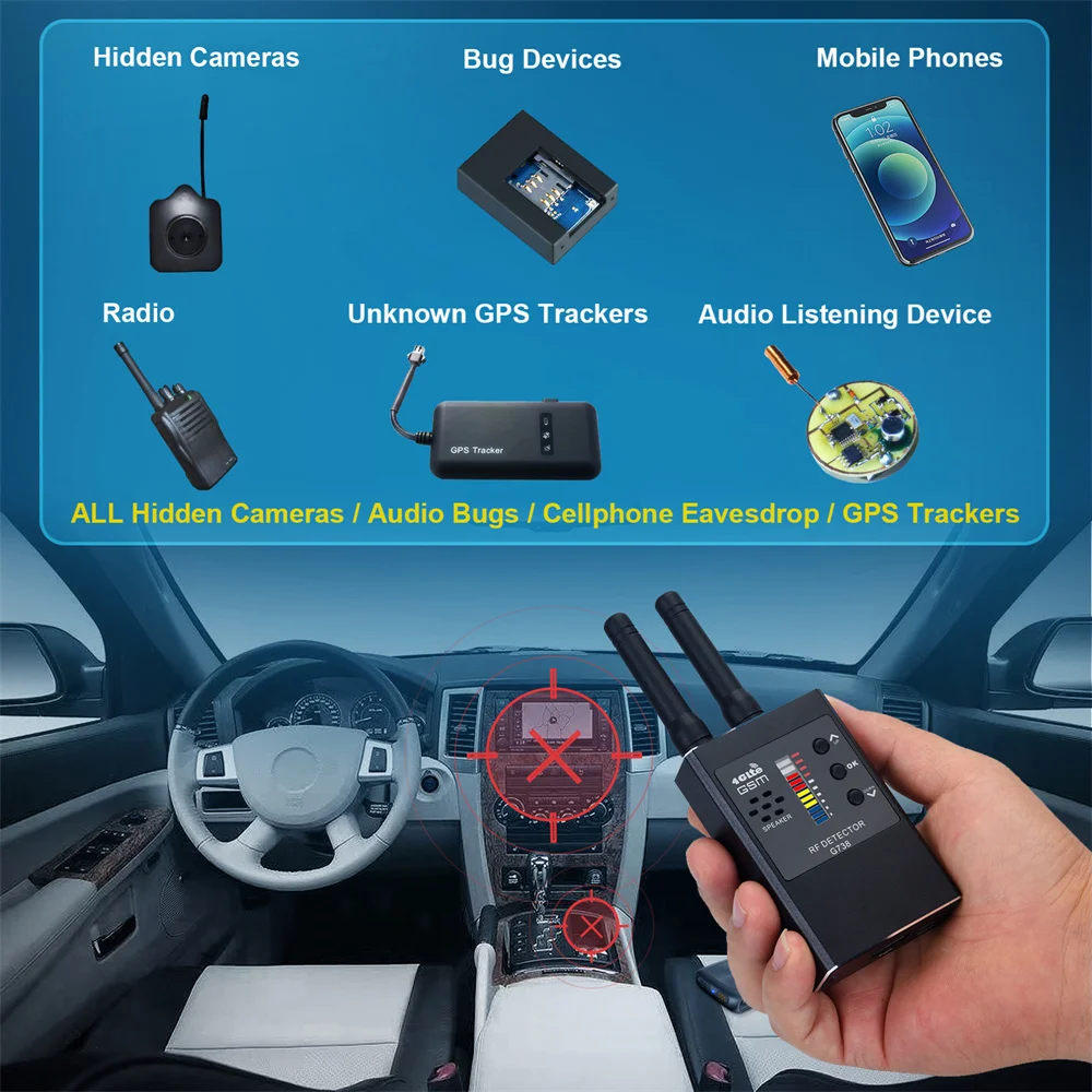 Беспроводной GPS-датчик с функцией анти-шпиона, автоматический детектор частоты, детектор камеры, GSM, обнаружение звуковых насекомых, ИК-радиочастотный датчик (art.: 3920c0be22b36) - 3920c0be22b36