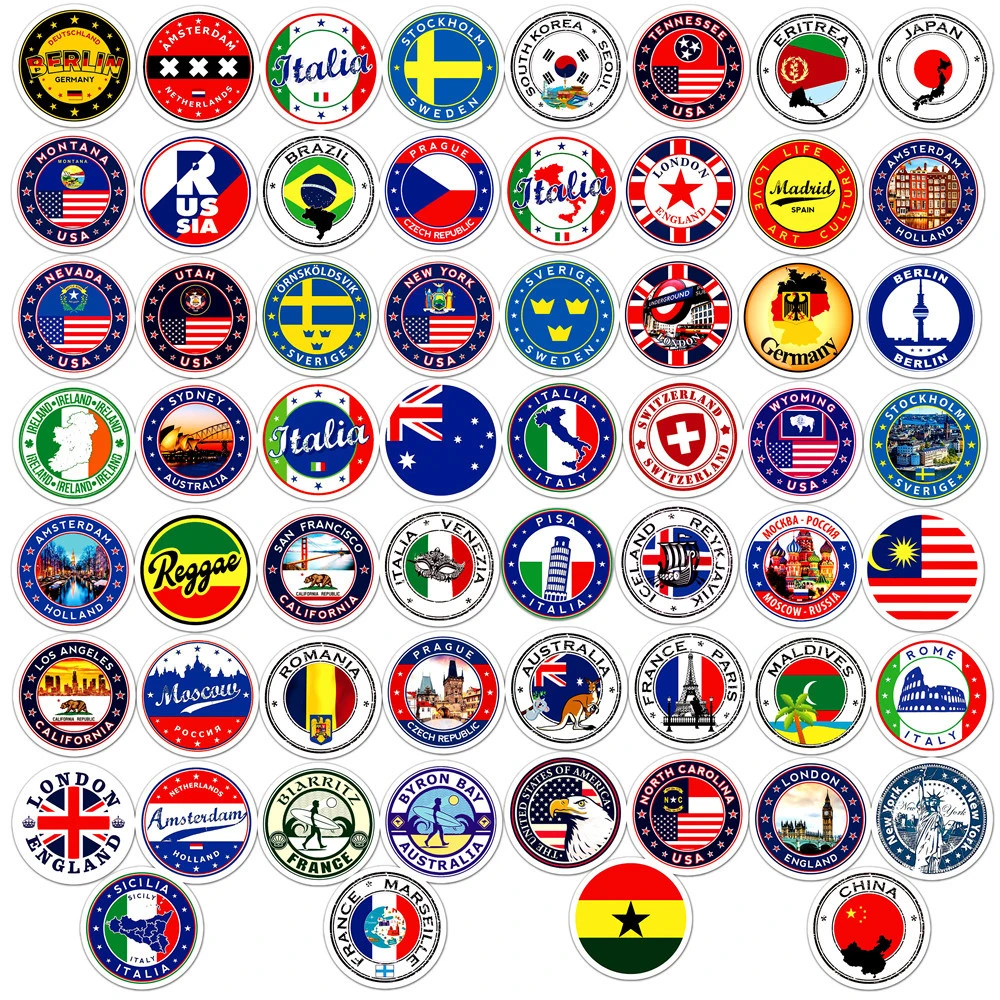 10/30/50PCS National Personality Logo Graffiti Stickers Luggage Computer Notebook Skateboard Waterproof Wholesale - купить по