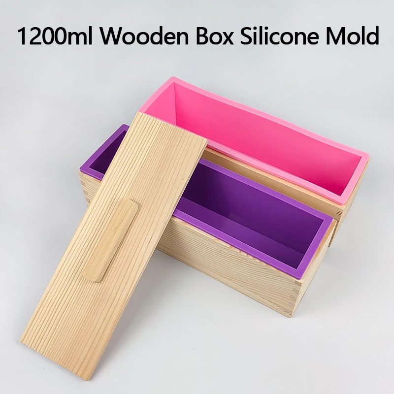 1200 Мл Силиконовая Форма Для Мыла Прямоугольный Набор Деревянных Коробок DIY