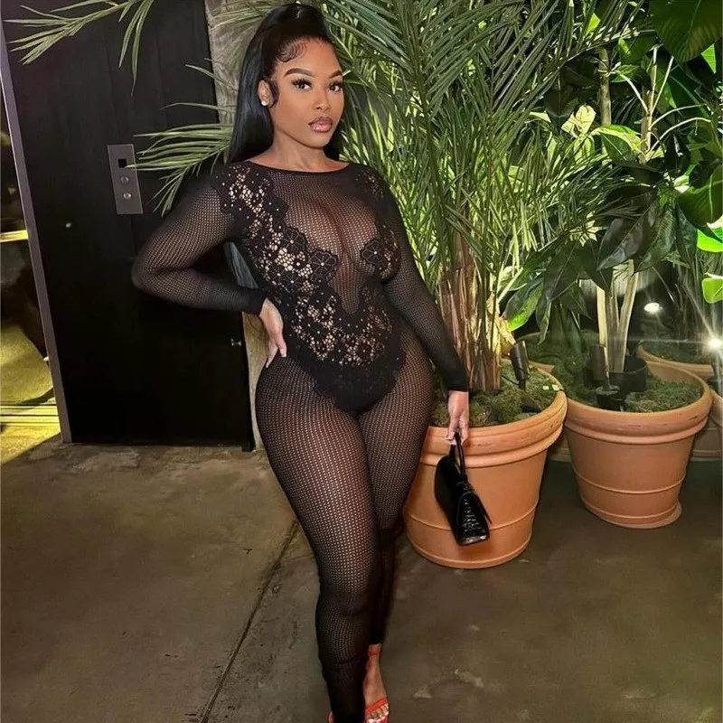 Сексуальные женские комбинезоны с открытой спиной и длинными рукавами