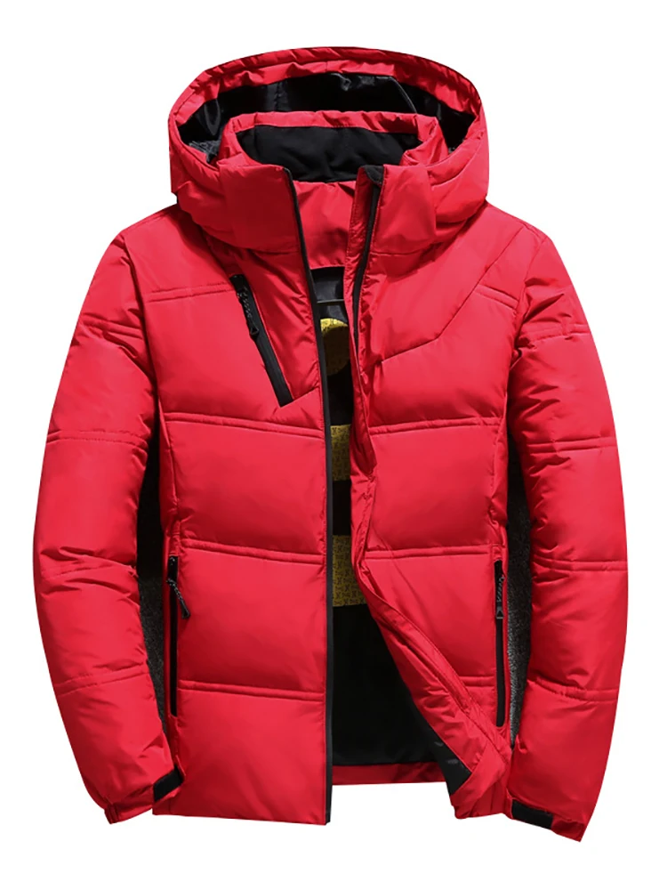 Winter Warm Men Jackets Coat Casual Warm Stand Collar Puffer Thick Hat White Duck Parka Male Black Winter Down Jacket With Hood