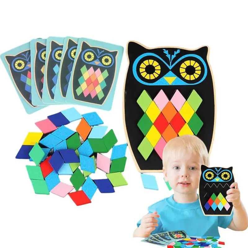 

Деревянная маленькая рыба, сова, животное, строительная головоломка, цветная карточка, подходящая координация рук и глаз, ранние развивающие игрушки
