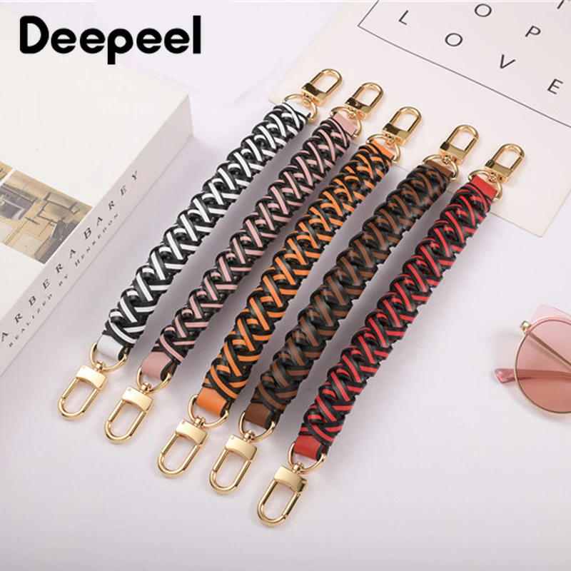 Deepeel 2.5*31cm Leather Bag Strap Color Handmade Braided Handbag Woven Straps Single Shoulder Underarm Bucket Bags Accessories