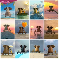 elephant and duck watch the sunset 5d diamond painting cartoon embroidery cross stitch kits mosaic drill landscape home decor