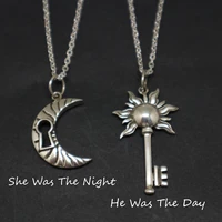 bohemian sun and moon couple necklaces key and lock jewelrycelestial necklace matching couple necklace his and her gift