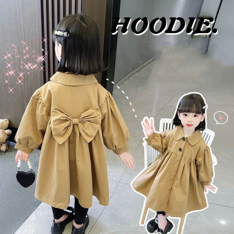 Пальто для девочек ветрозащитная куртка хлопковая верхняя одежда весна-осень 2023