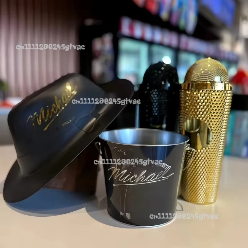 Фото Стакан с соломинкой Michael Rhine Stone Tumbler Bling, бутылка для воды с дизайном микрофона, сувенирная кружка в форме шляпы, ведерко для попкорна №1