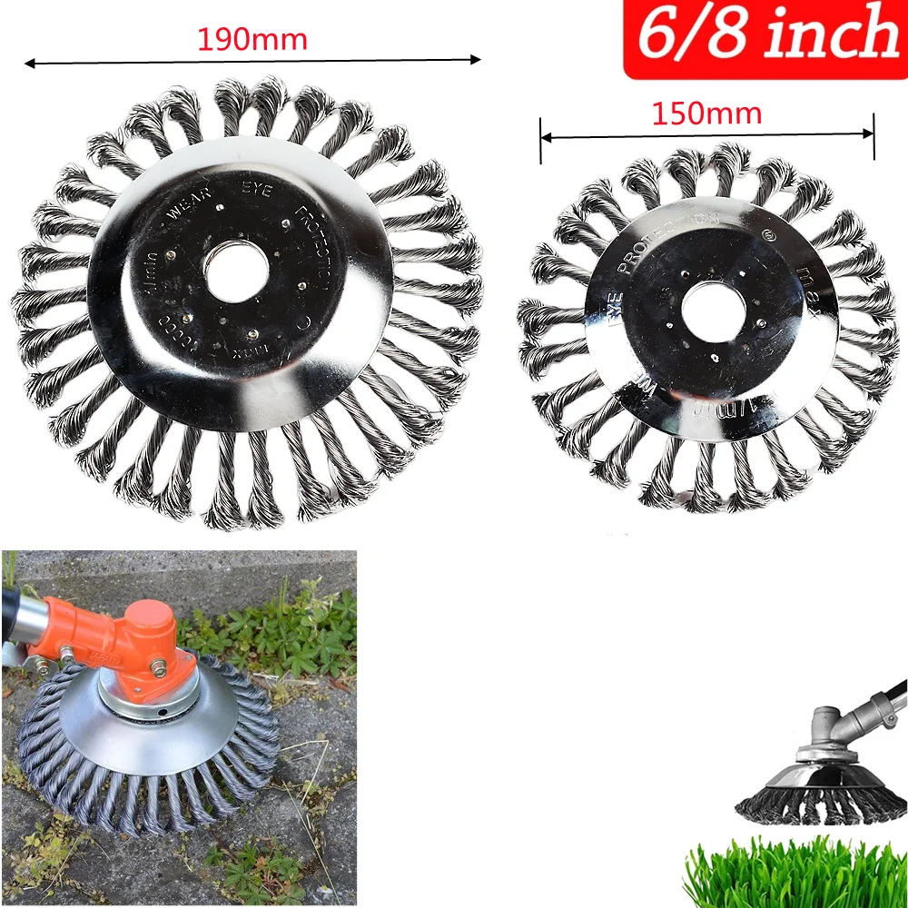 

6/8 Inches Lawnmover Brushcutter Wire Steel Grass Trimmer Head Weed Cutting Dust Removal Garden Power Tool for Lawn Mover Kits