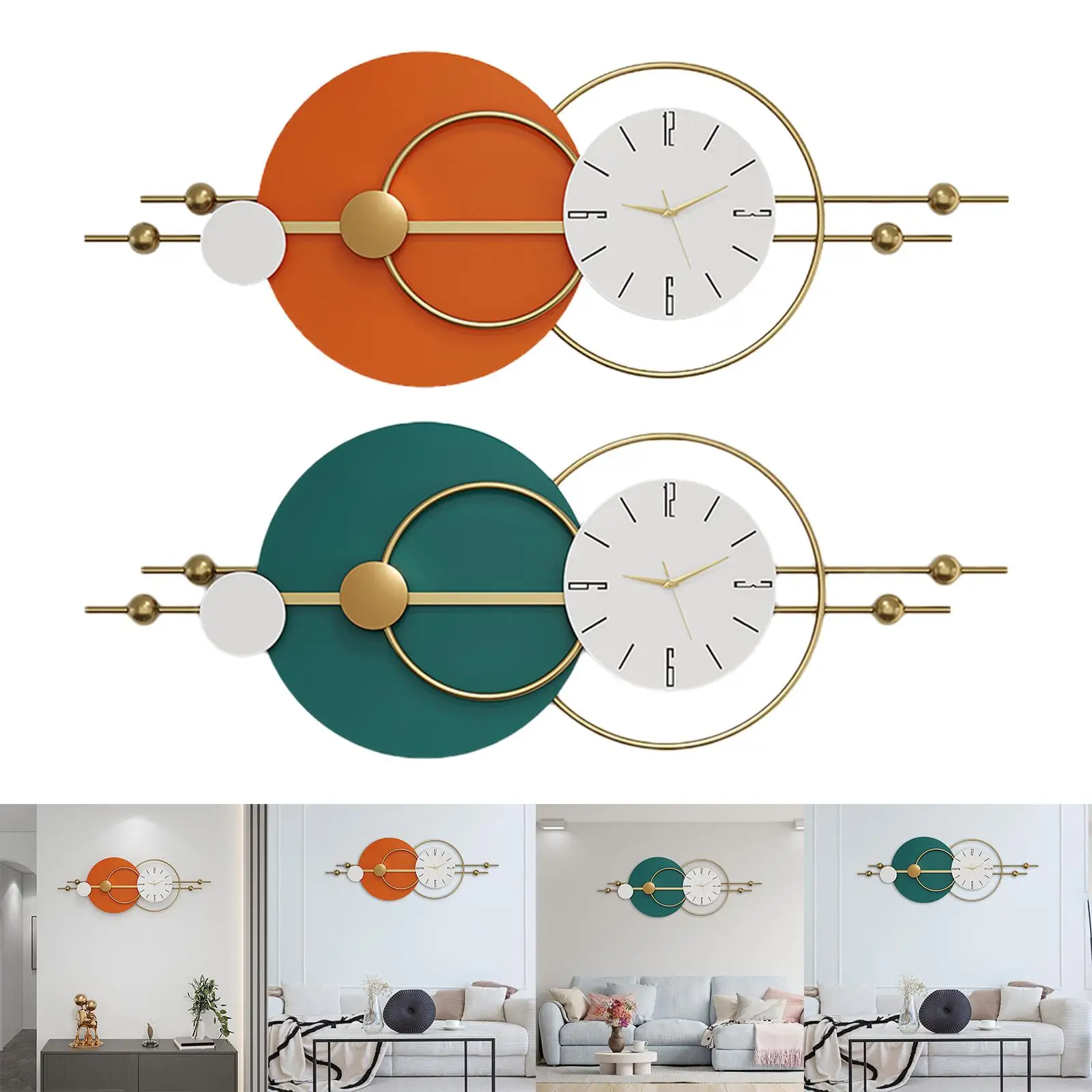 

Modern Large Wall Clock Decor Minimalist Battery Operated Silent Non Ticking Metal Watch for Home Living Room Kitchen Apartment