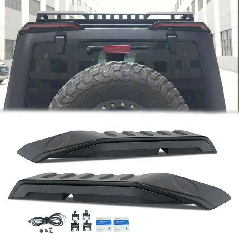 

Pair Roof Trunk Spoiler Wing For Jeep Wrangler JK JL 07-18 With Tail Light Black