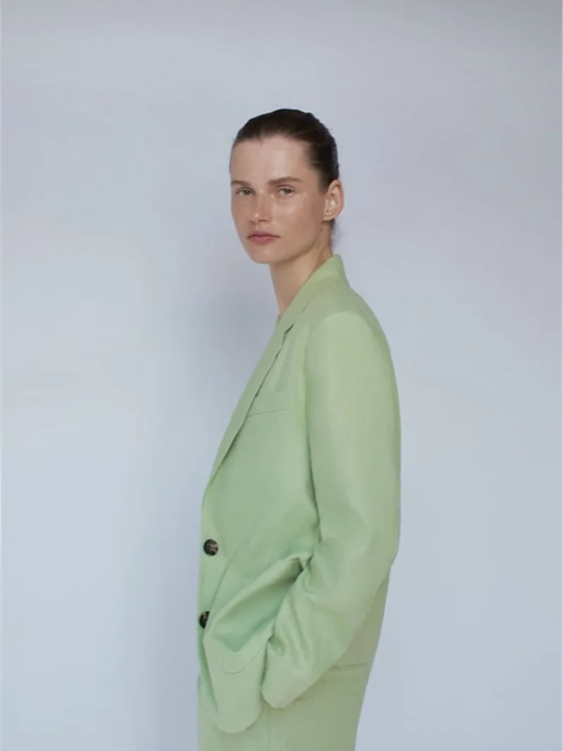 Sweet Candy Colors Blazer Suit Korean Fashion Women Slim Single Breasted Solid Colors Casual Office Blazer Girl Chic Green Coats
