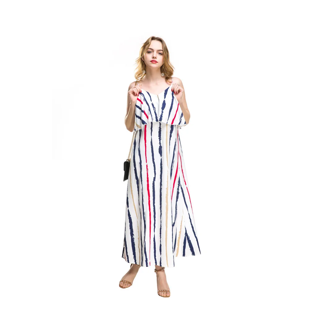 

STLLTS Spring And Autumn Fashion Casual Chiffon Dress Hot Sale Women's Hot Style Sling Print Chiffon Casual Dress