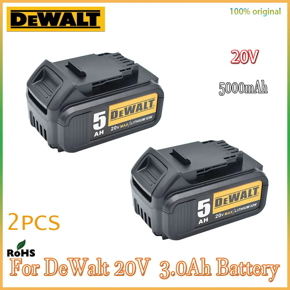 

100% Original For DeWalt 20V 5.0AH Rechargeable Power Tools Battery with LED Li-ion Replacement DCB205 DCB204-2 DCB206