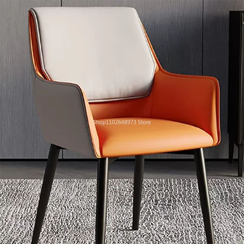 

Nordic Armchair Dining Chairs Accent Designer Leather Luxury Dining Chairs Foldable Accents Silla De Comedor Home Furnitures
