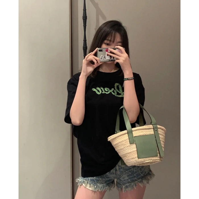 

125184 125185 Fashion Classic Trendy Luxury Designer Women Men Summer Cactus Letter Embroidery Casual Short Sleeve T-shirt
