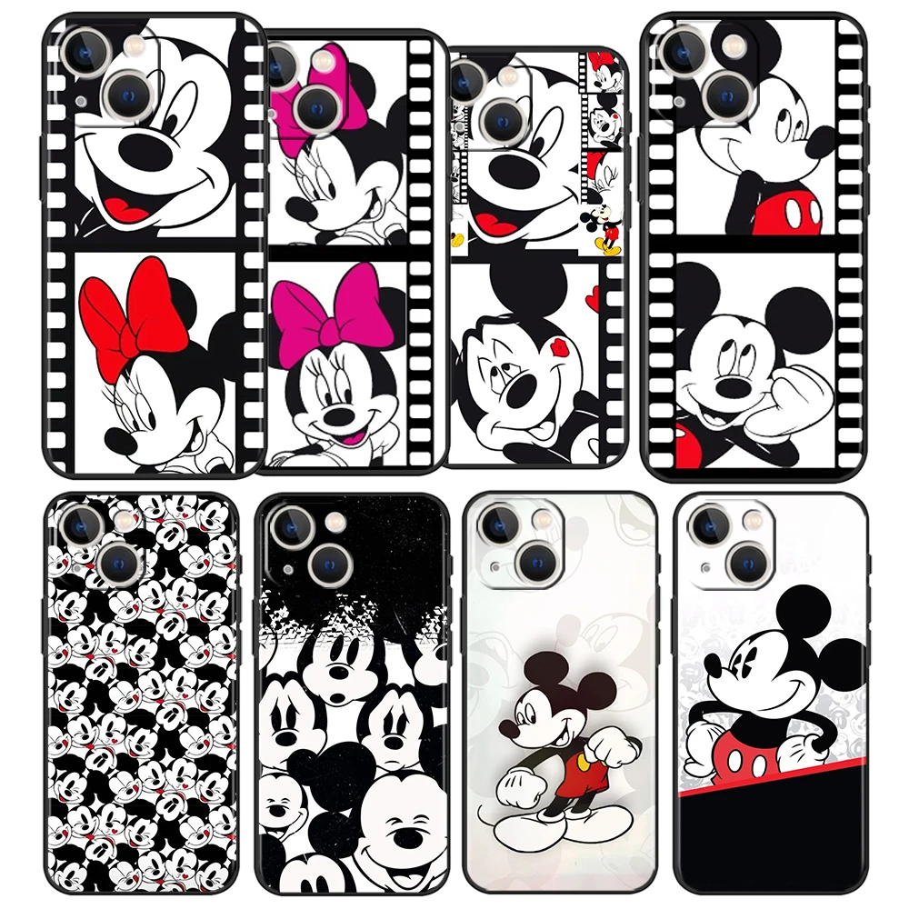 

Fashion Minnie Mickey Phone Case For Apple iPhone 14 13 12 11 Pro Max Mini XS Max X XR 7 8 Plus 5S Silicone Black Shell Fundas