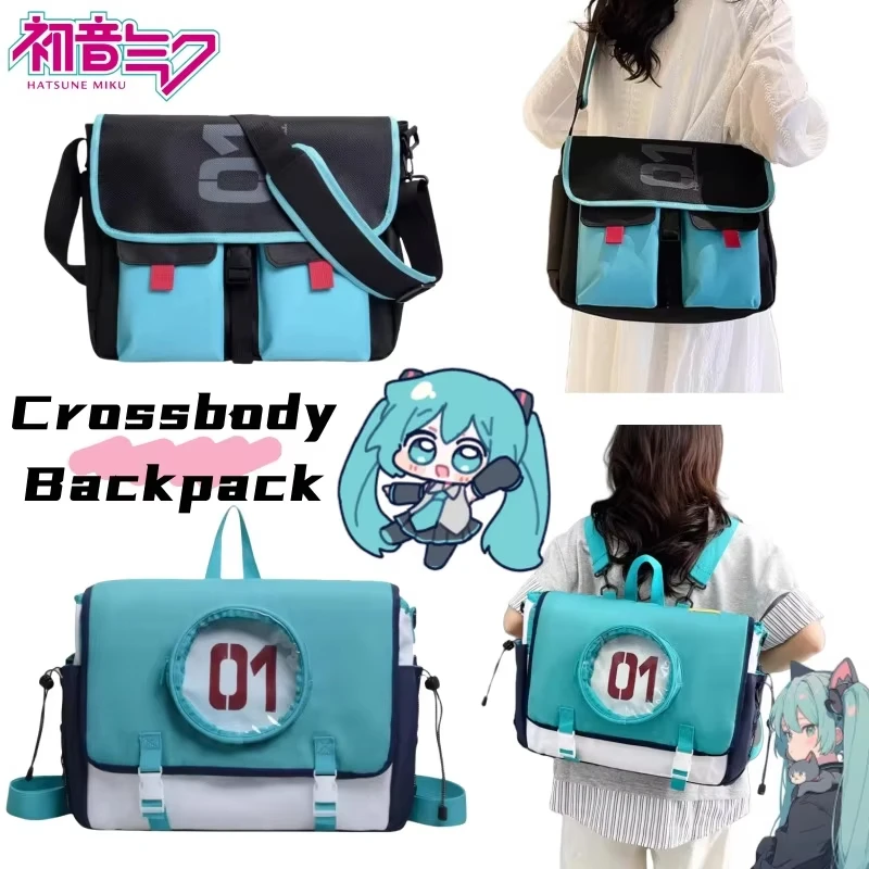 Фото Сумка-кроссбоди Hatsune Miku 01 Ita, многокарманная сумка через плечо с прозрачным окошком, прочная нейлоновая сумка для повседневного использования №5