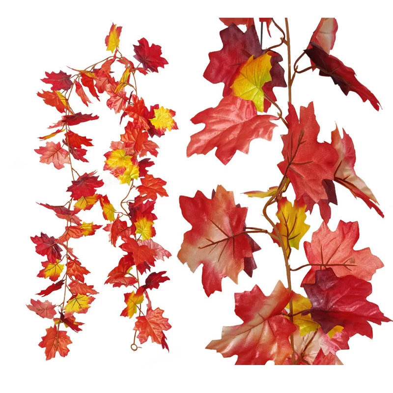 

Искусственная лоза, красный осенний кленовый лист, искусственная гирлянда на Рождество, Хэллоуин, День благодарения, вечеринку, камин, Осен...