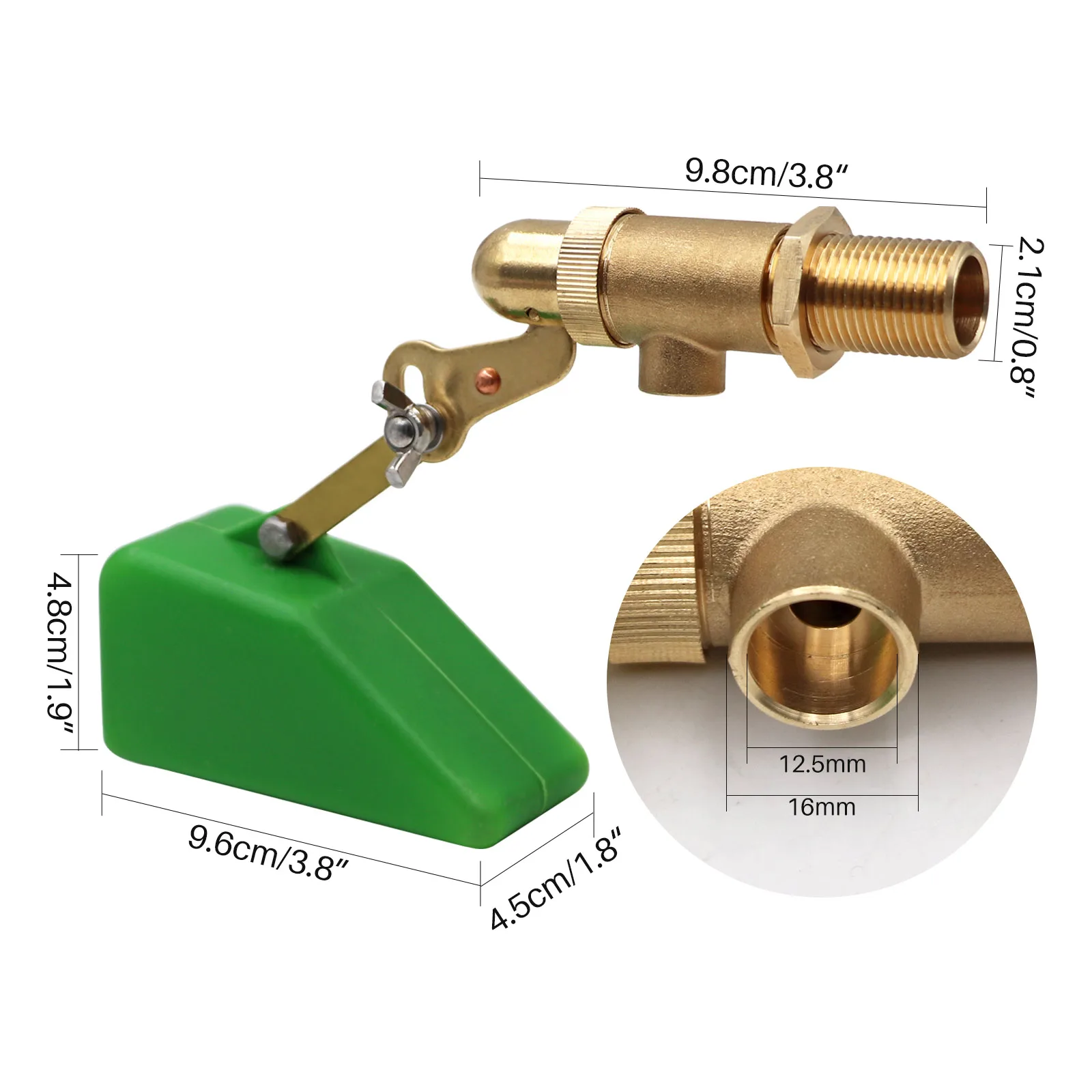 

1/2-дюймовый латунный клапан контроля уровня воды с пластиковым поплавковым поплавковым клапаном для воды с регулируемым рычагом, автоматический поплавок для заполнения воды
