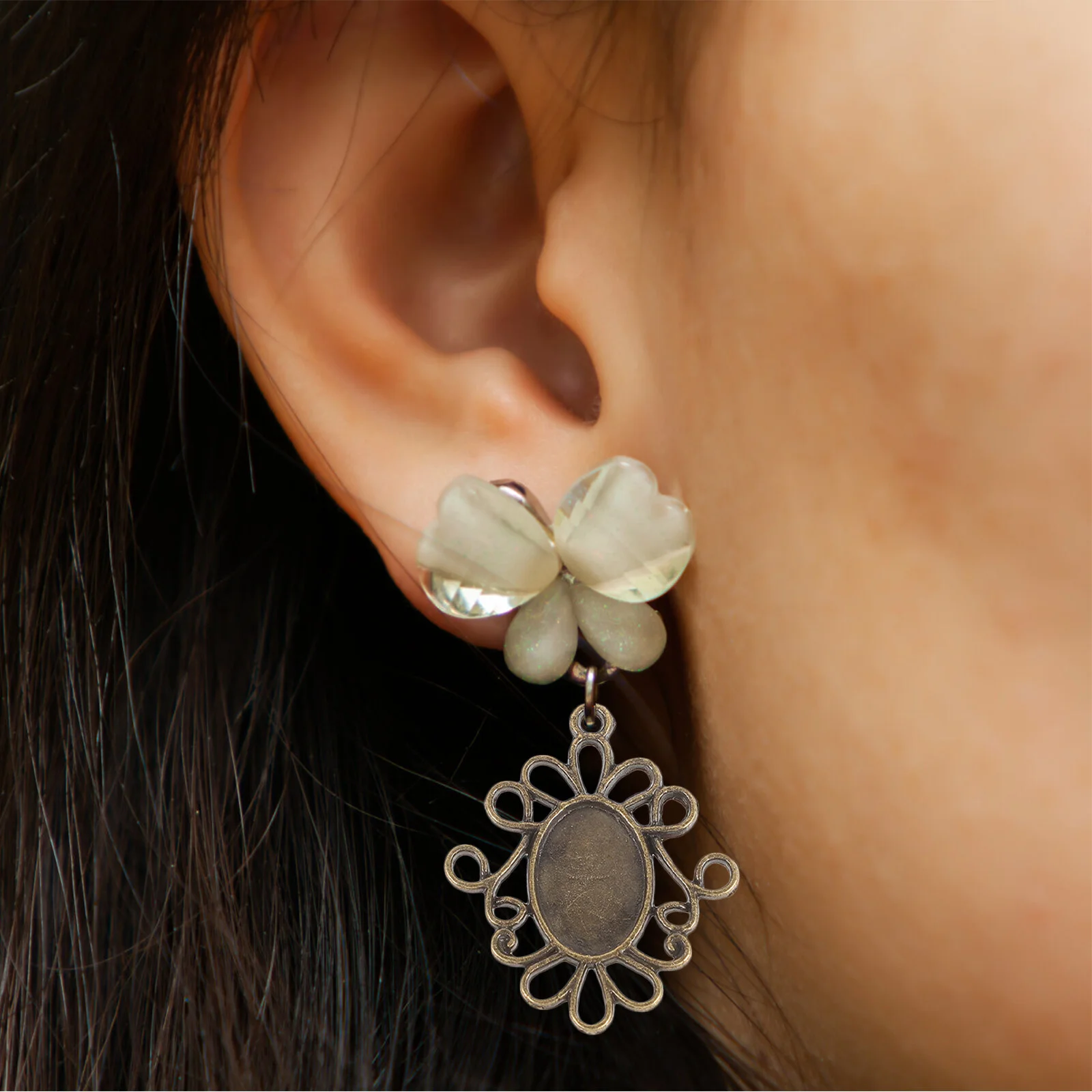 50 Pcs Jewelry Tray Bezels Pendant Oval Trays Alloy Charm Pendants Making DIY Base